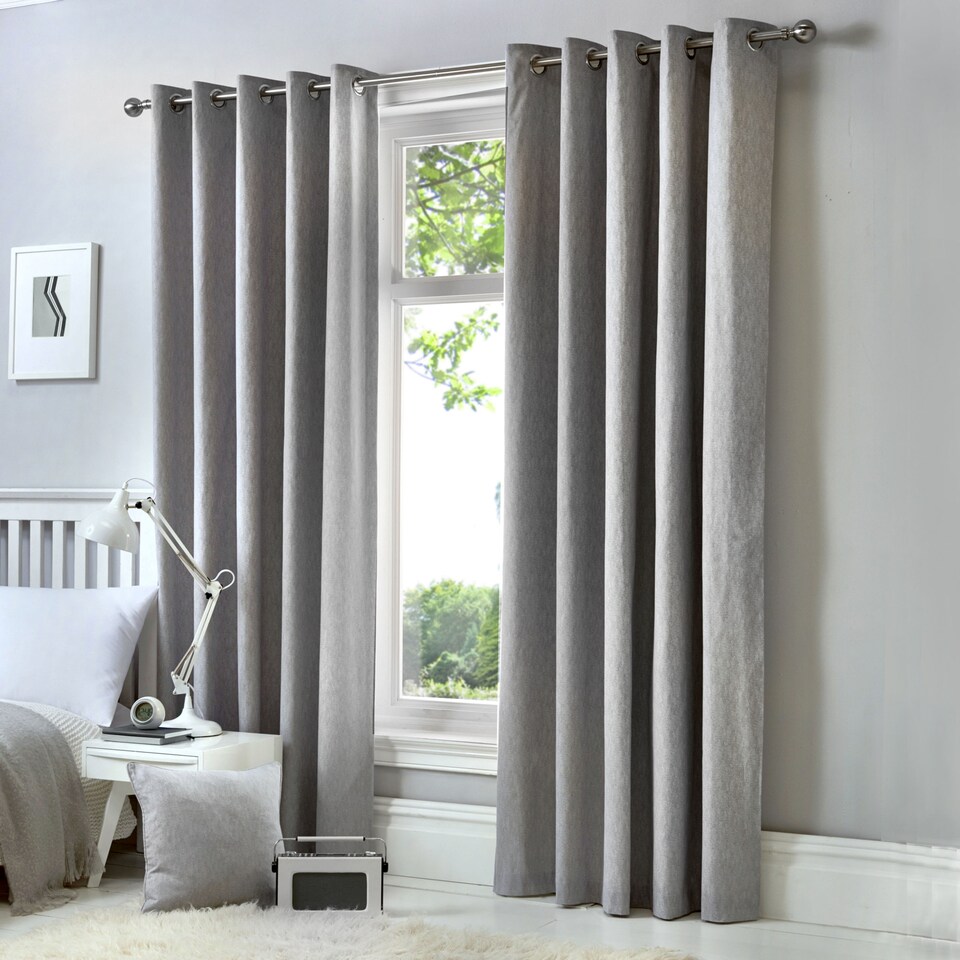 image 1 of Fusion Cannes Eyelet Curtains Silver