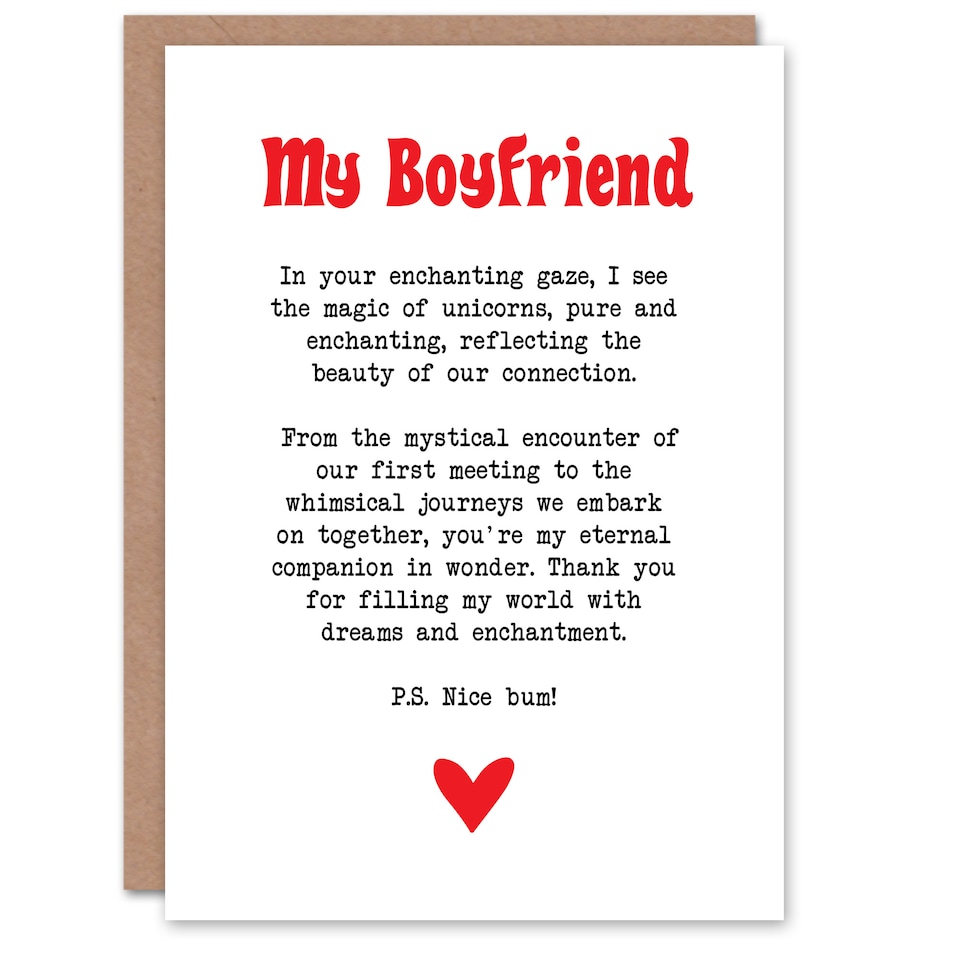image 1 of Greeting Card Love Poem Unicorn Magic Boyfriend Romantic Poetry