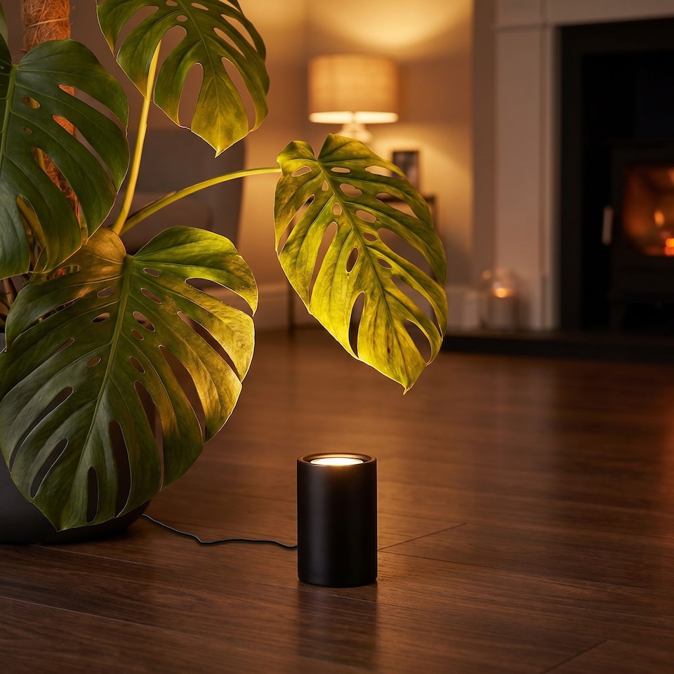 image 1 of Small and Contemporary Matt Black LED Table/Floor Lamp Uplighter | Black | Black | 1