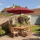 image 2 of Outsunny 2m Shanghai Garden Parasol Umbrella, Outdoor Sun Shade, Wine Red | Red | Wine Red | 2 m