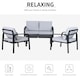image 4 of Outsunny 4pcs Garden Sectional Loveseat Chairs Table Furniture w/ Cushion, Black