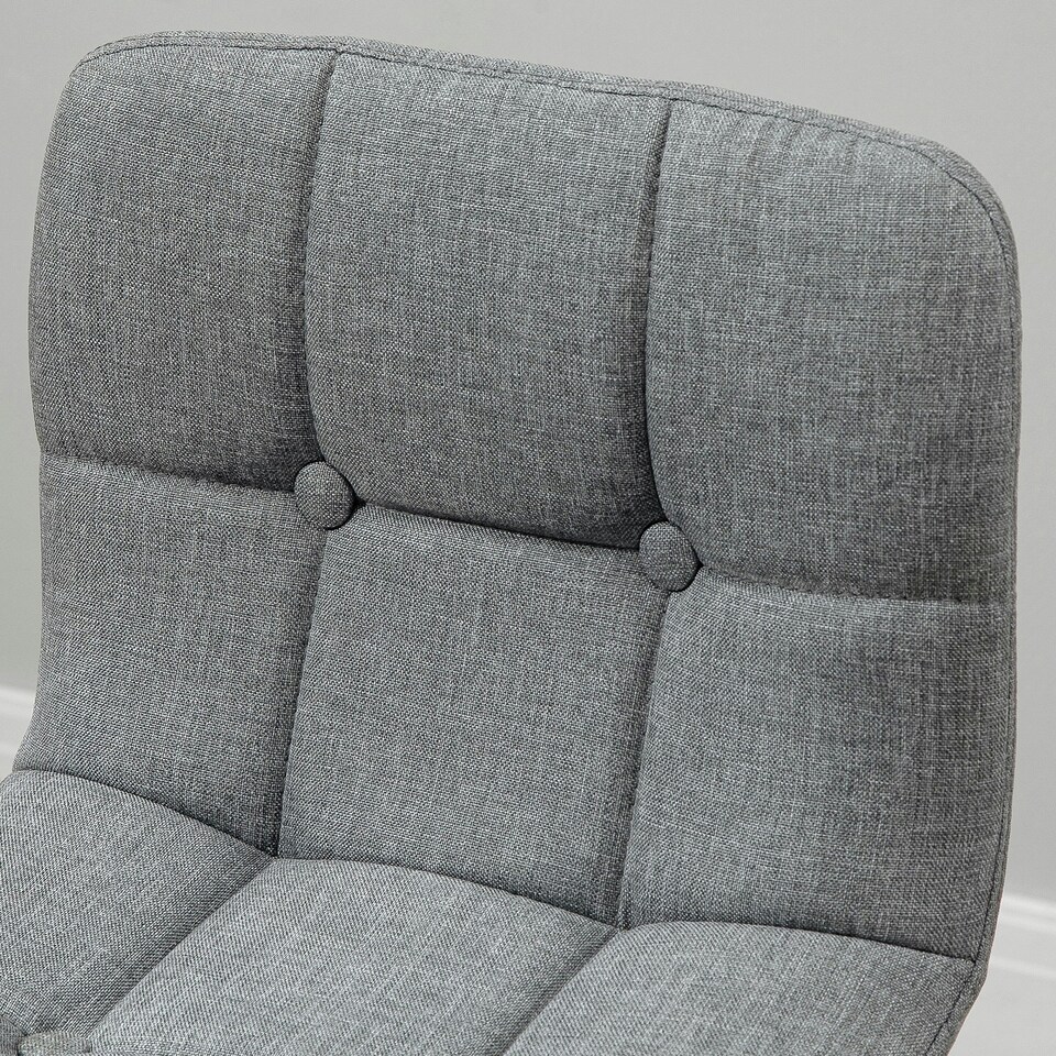 image 1 of HOMCOM Bar stool Set of 2 Armless Button-Tufted Counter Height Bar Chairs Grey