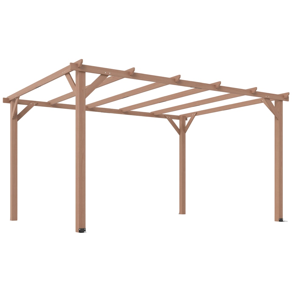 image 1 of Outsunny 4x3 m Garden Wooden Pergola Gazebo Grape Trellis, Maple Wood-effect | Brown | Maple wood-effect