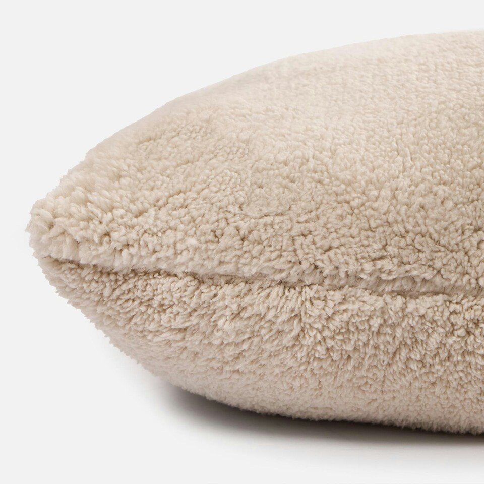 image 1 of OHS Teddy Fleece Long Bolster Pregnancy Body Support Cushion, 40x137cm - Natural