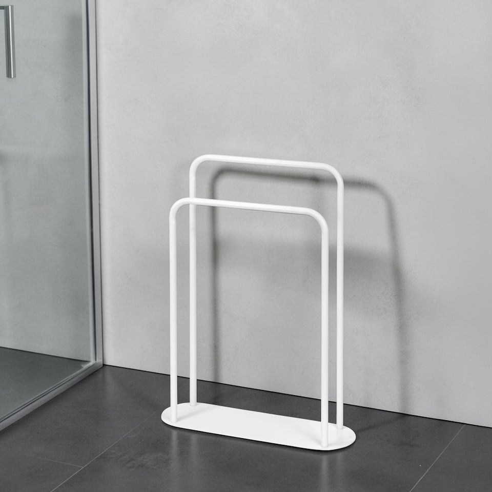 image 1 of Showerdrape Aspen Freestanding White Towel Storage Stand | White | 1