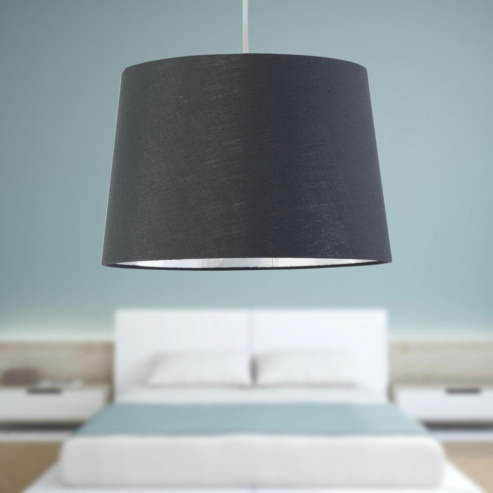 image 1 of First Choice Lighting Zoey Grey with Silver Inner 28cm Easy Fit Pendant or Lamp Shade Grey | Chrome