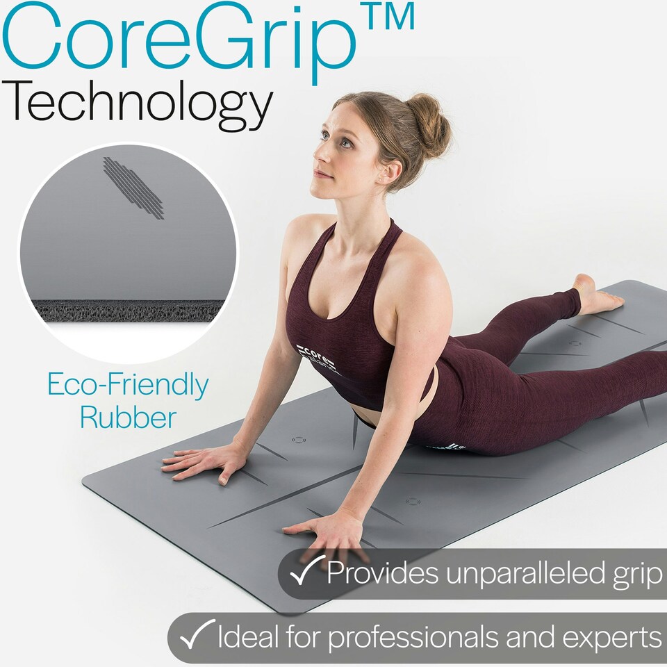 image 1 of Rubber Alignment Yoga Mat (4mm Thick) - Grey