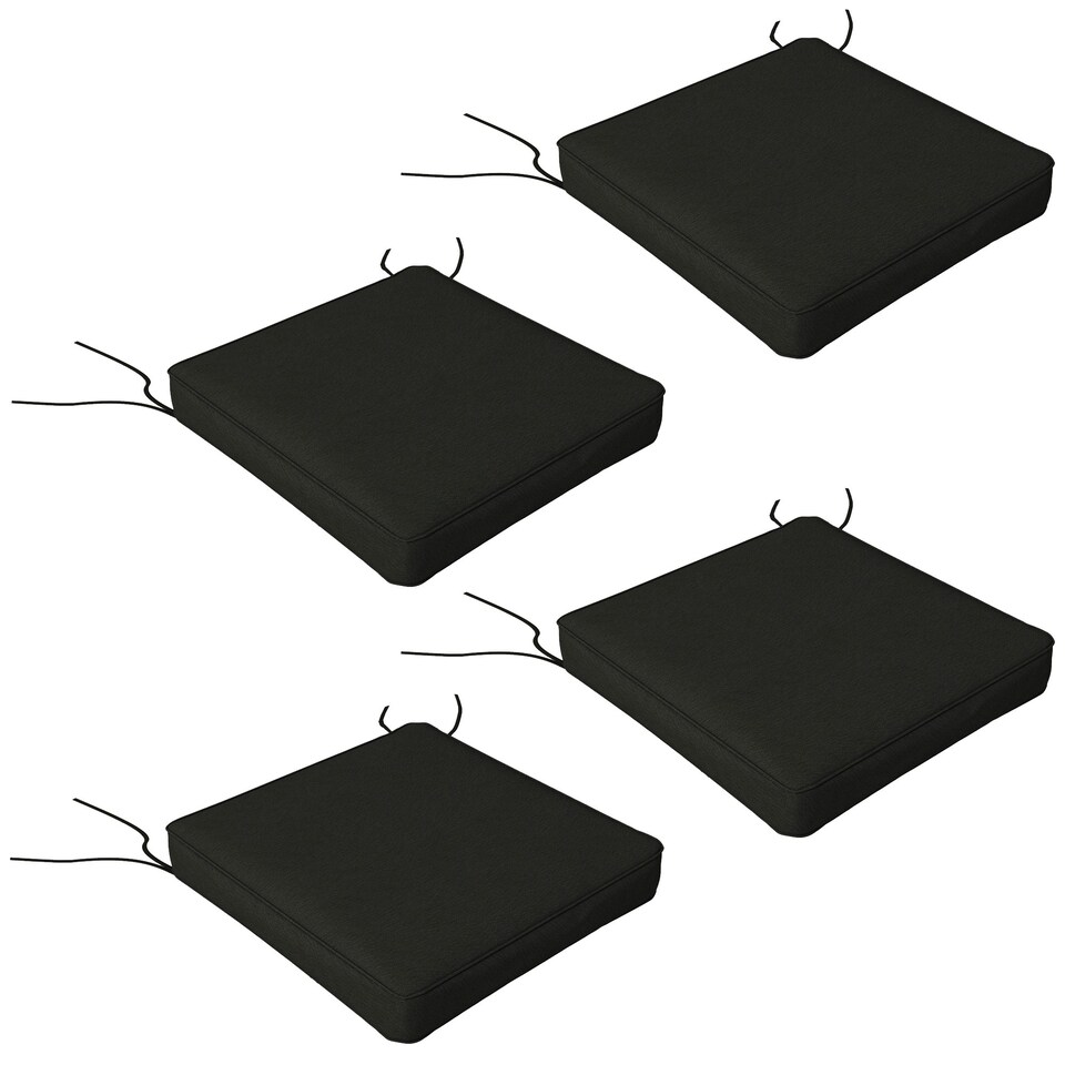 image 1 of Outsunny Set of 4 Outdoor Seat Cushion with Ties, for Patio Furniture, Beige 