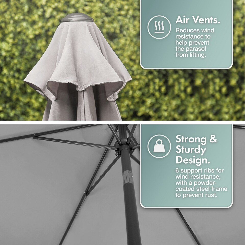 image 1 of VonHaus Steel Parasol Grey 2M Hand Crank & Tilt Function | Multi | 2M
