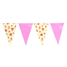 Pink & Yellow Vintage Print Party Bunting 10m with 20 Pennants