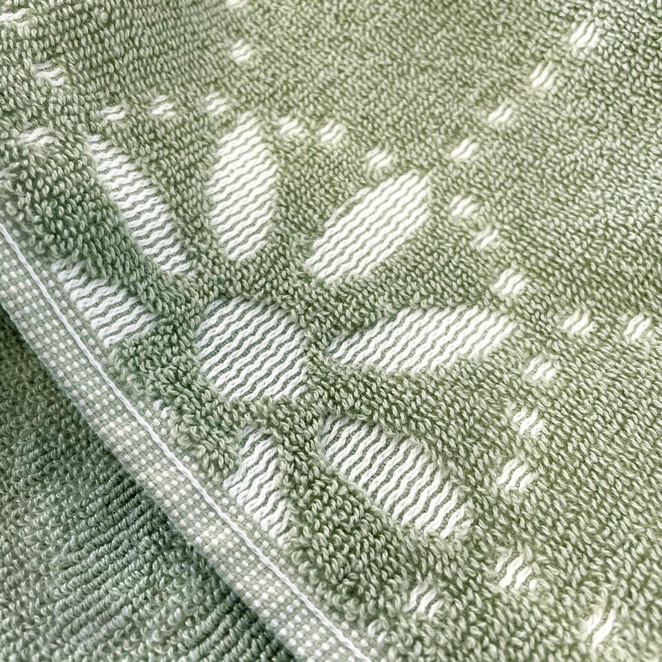 image 1 of Luxury Marrakesh Floral Geo Patterned Towels - 100% Cotton Green | Sage Green | Bath sheet