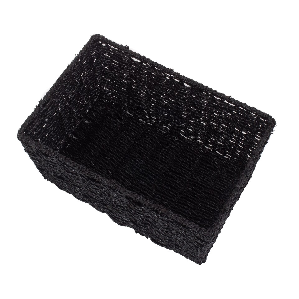 image 1 of Large Black Paper Rope Tray | Black | Black | Large