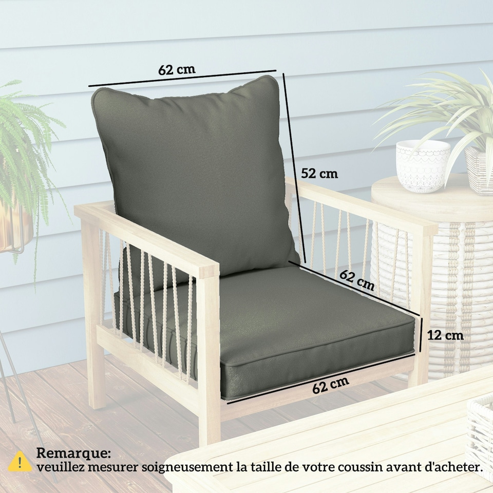 image 1 of Outsunny Garden Chair Cushion with Seat & Back Pad, CUSHION ONLY