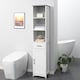 image 2 of kleankin Tall Bathroom Storage Cabinet, Slim Freestanding Linen Tower, White