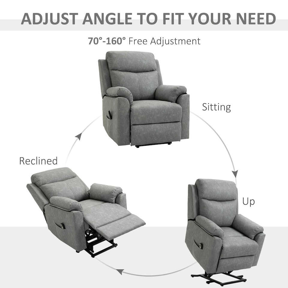 image 1 of HOMCOM Power Lift Chair Electric Riser Recliner with Remote Control, Grey Grey