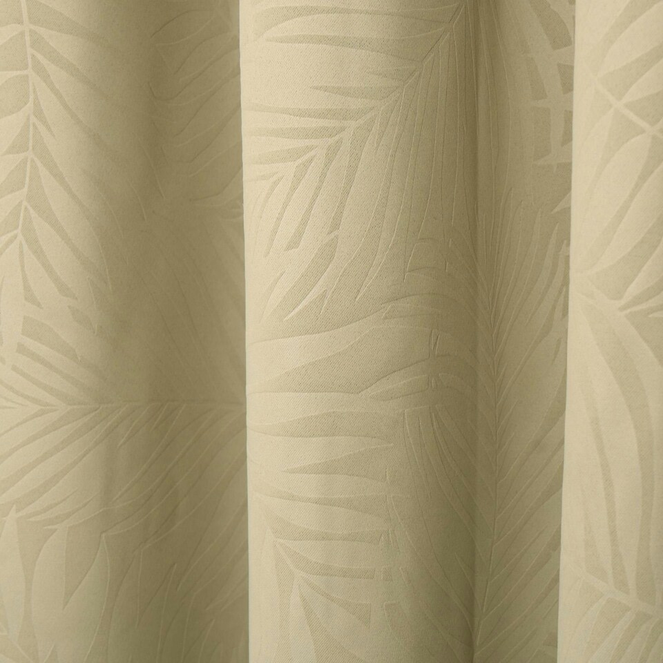 image 1 of OHS Leaf Print Thermal Blackout Eyelet Curtains, 90x90" - Sage Green