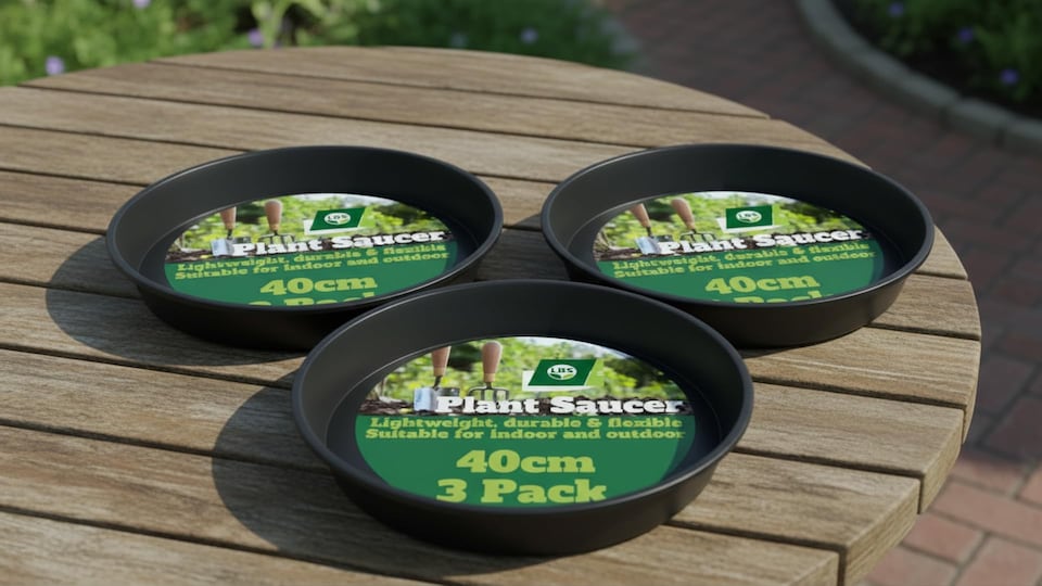 image 1 of 3 Pack 40cm Heavy Duty Plant Pot Saucers Planter Trays for Decking Outdoor Surfaces Deep Dish UV Resistant