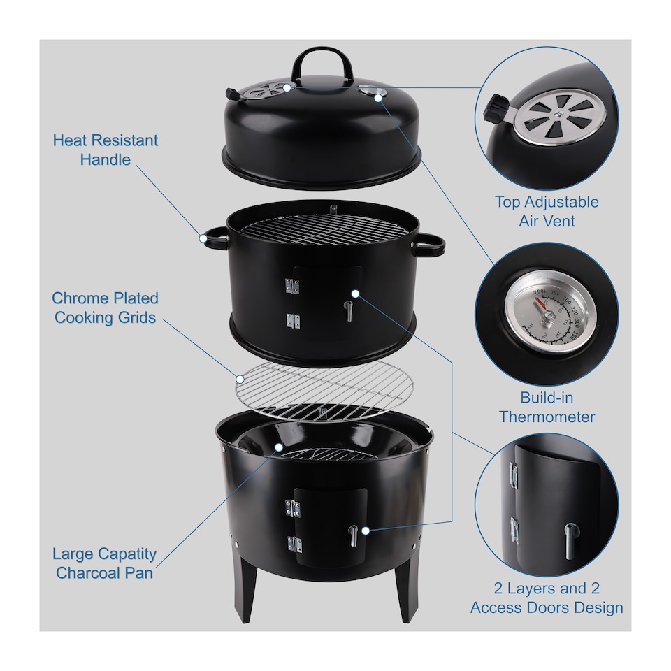 image 1 of Groundlevel Versatile BBQ Grill Dual Functionality Stacker Smoker Fire Pit And Barbeque