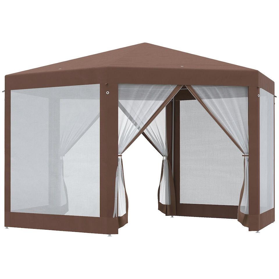 image 1 of Outsunny Hexagonal Garden Gazebo Party Tent Patio Marquee Canopy