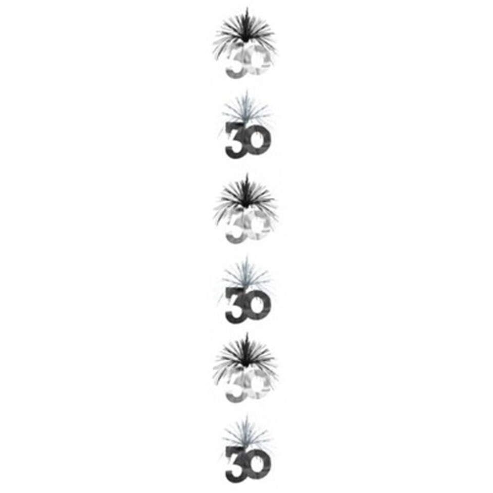Amscan Time To Party Cascade 30th Hanging Decoration - Silver - One Size