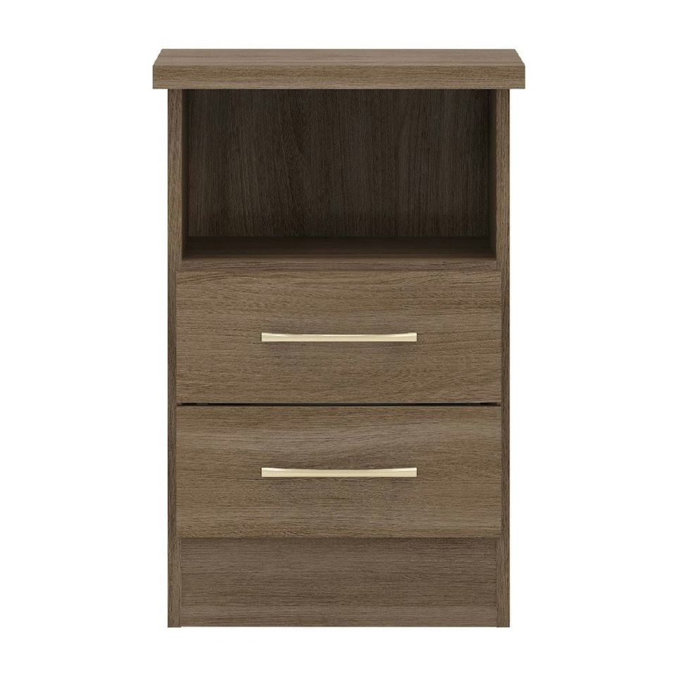 image 1 of Nevada 2 Drawer Bedside Cabinet Brown | Rustic Oak