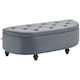 image 1 of HOMCOM Semi-Circle Storage Ottoman Bench Tufted Upholstered Grey