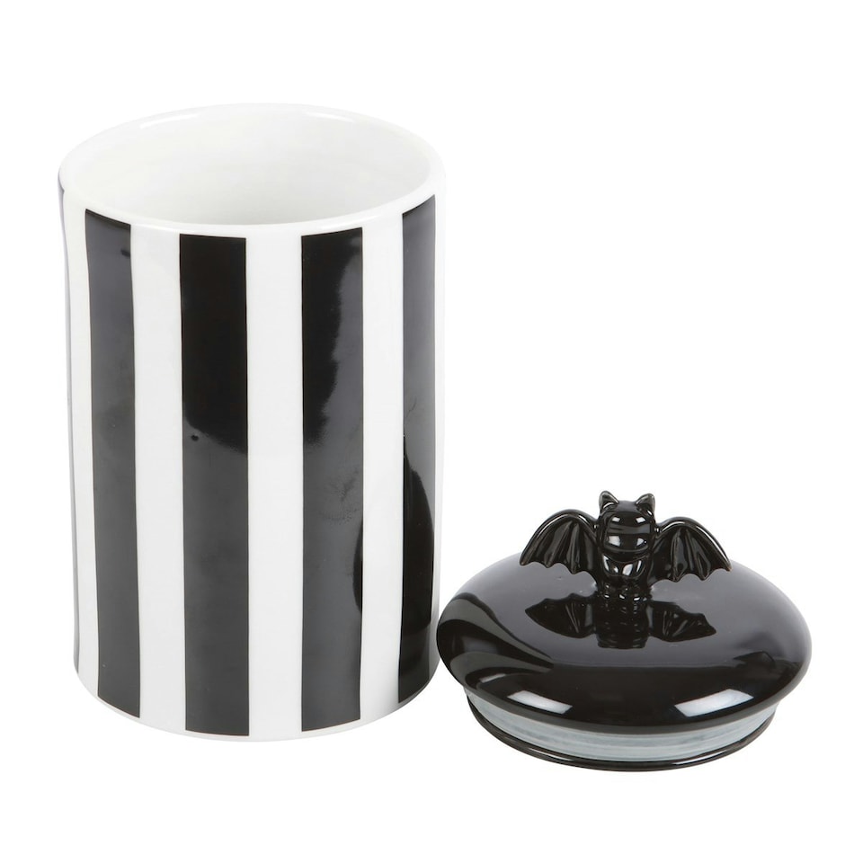 image 1 of Something Different Striped Bat Jar - Black/White - One Size