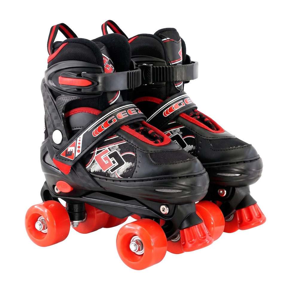 image 1 of The Magic Toy Shop Kids Adjustable Roller Skates, Black & Red, Medium