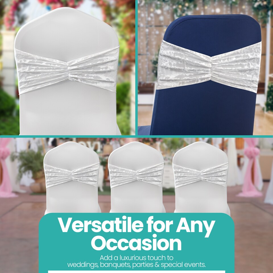 image 1 of Crushed Velvet Chair Band, Glitz Shiny Fabric Sashes - 1pc