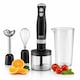 image 1 of DMD 5-In-1 Immersion Hand Blender Set, Fruit & Veg Mini Chopper & Whisk Attachment, Stainless Steel Cutting Edges, Compact Food Processor | Black