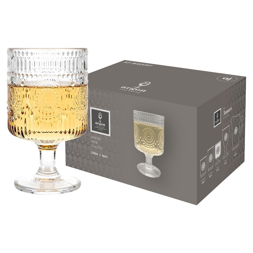 image 1 of Argon Tableware Amore Ribbed Wine Glasses - 270ml | Clear | Clear | 24