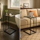 image 3 of Tempered Glass C Shape Metal Side Table Black