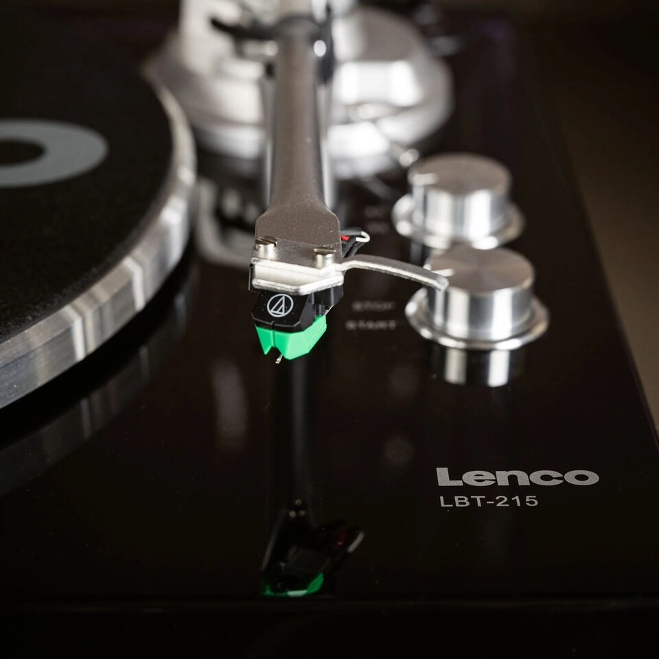 image 1 of LENCO LBT-215BK - Record player with Bluetooth and a metal platter, tonearm, and counterweight - Exclusive Piano Black finish