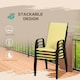 image 4 of Outsunny Set of 4 Garden Dining Chair Set w/ High Back Armrest Beige