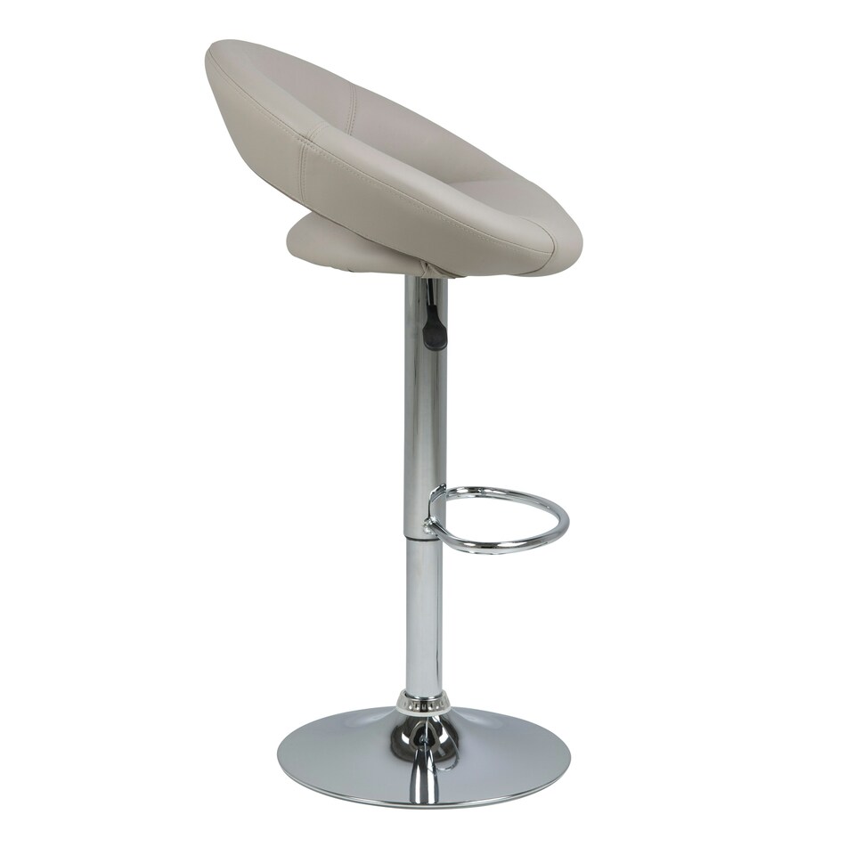 image 1 of Plump Light Grey Swivel Bar Stool with Open Back