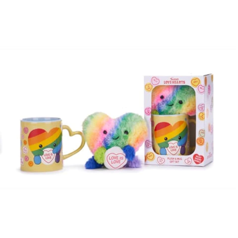 Love Hearts Rainbow Heart Mug And Plush Set