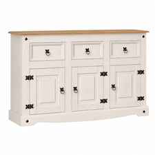 Corona Sideboard White 3 Door 3 Drawer Mexican Solid Pine Wood