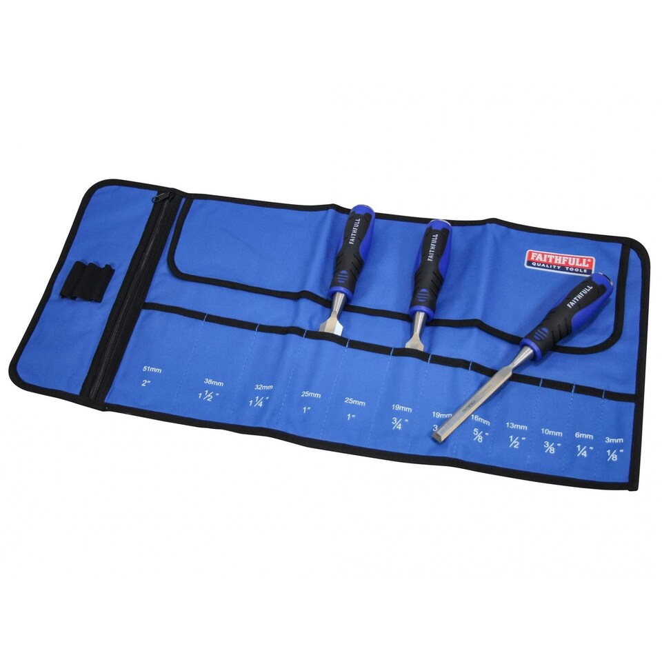 image 1 of Faithfull Chisel Roll - Multi Colour - 12 Pockets, 32 x 68cm | Multi