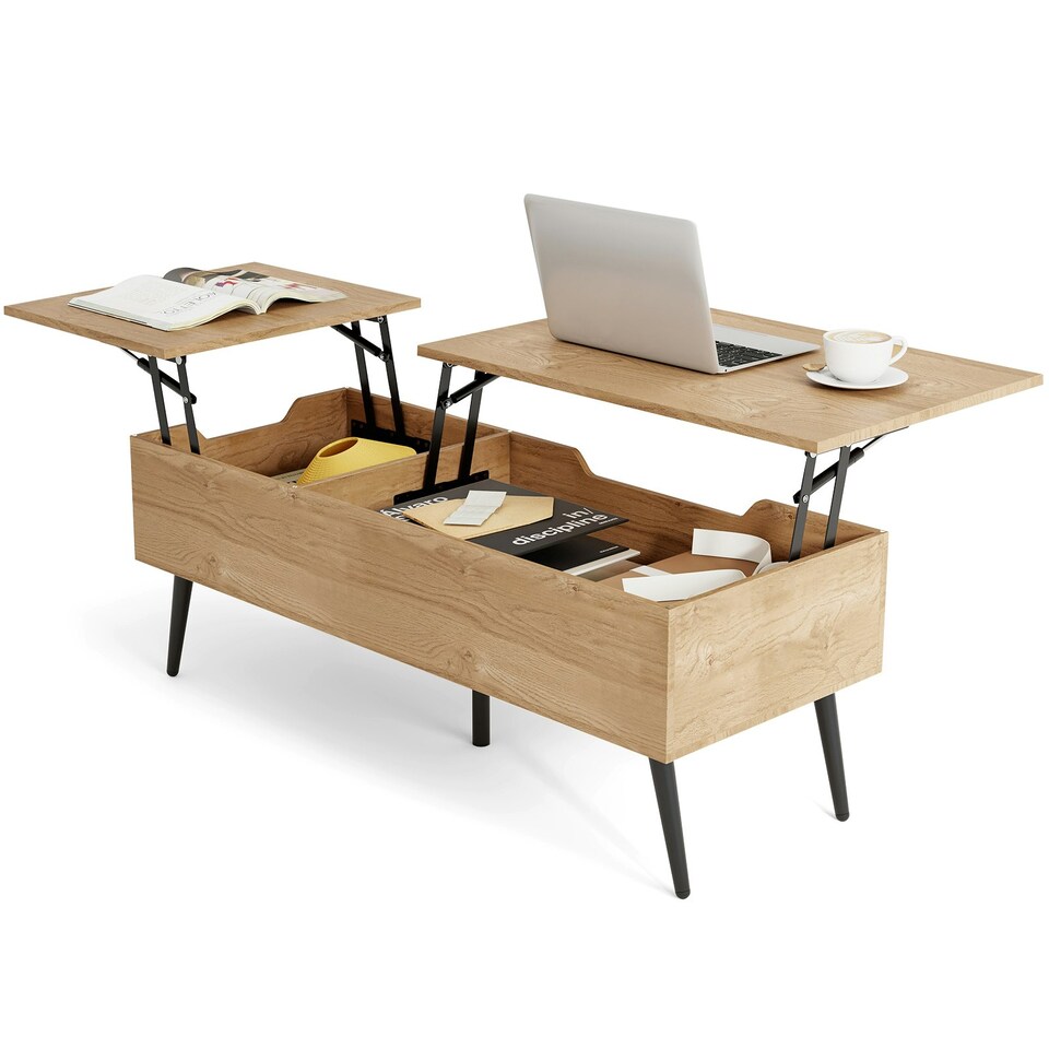 image 1 of COSTWAY Lift Top Coffee Table w/Storage Compartments Natural N/A