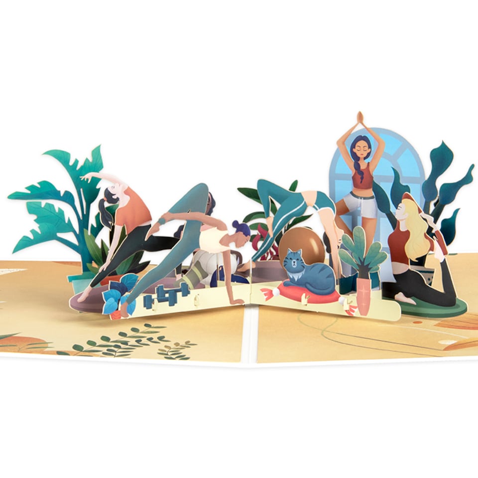 image 1 of Breathe & Balance 3D Pop Up Yoga Studio Scene Greeting Card
