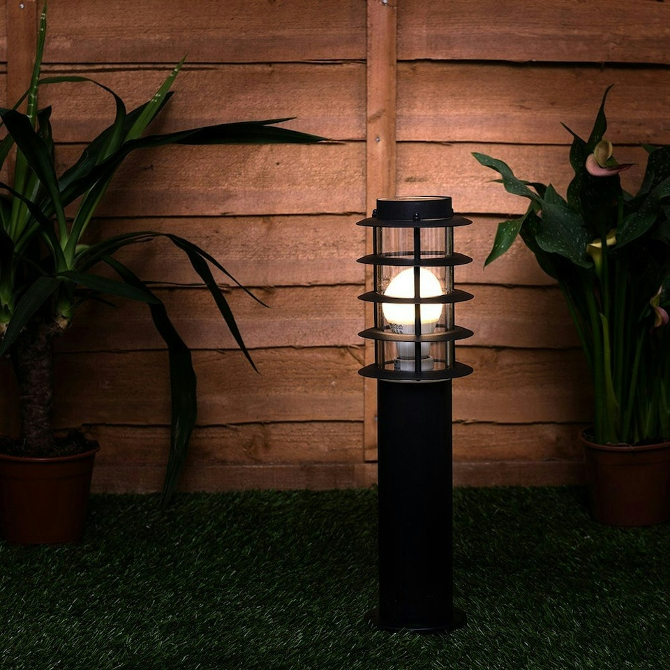 image 1 of ValueLights Wharf Modern Black Stainless Steel Outdoor Wired IP44 Garden Post Light