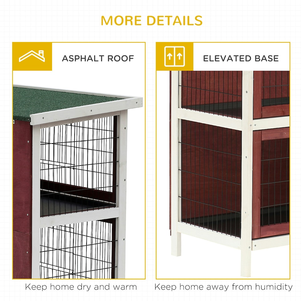 image 1 of PawHut Rabbit Hutch, Guinea Pig Cage 2-Tier Bunny House w/ No-Leak Trays