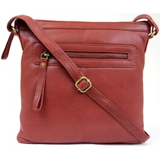 Butter Soft Premium Leather Cross Body Bag, Adjustable Shoulder Strap Red | Red