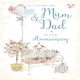 image 1 of Mum & Dad Anniversary Card with Chocolates & Presents on a Bench and Foil Finish