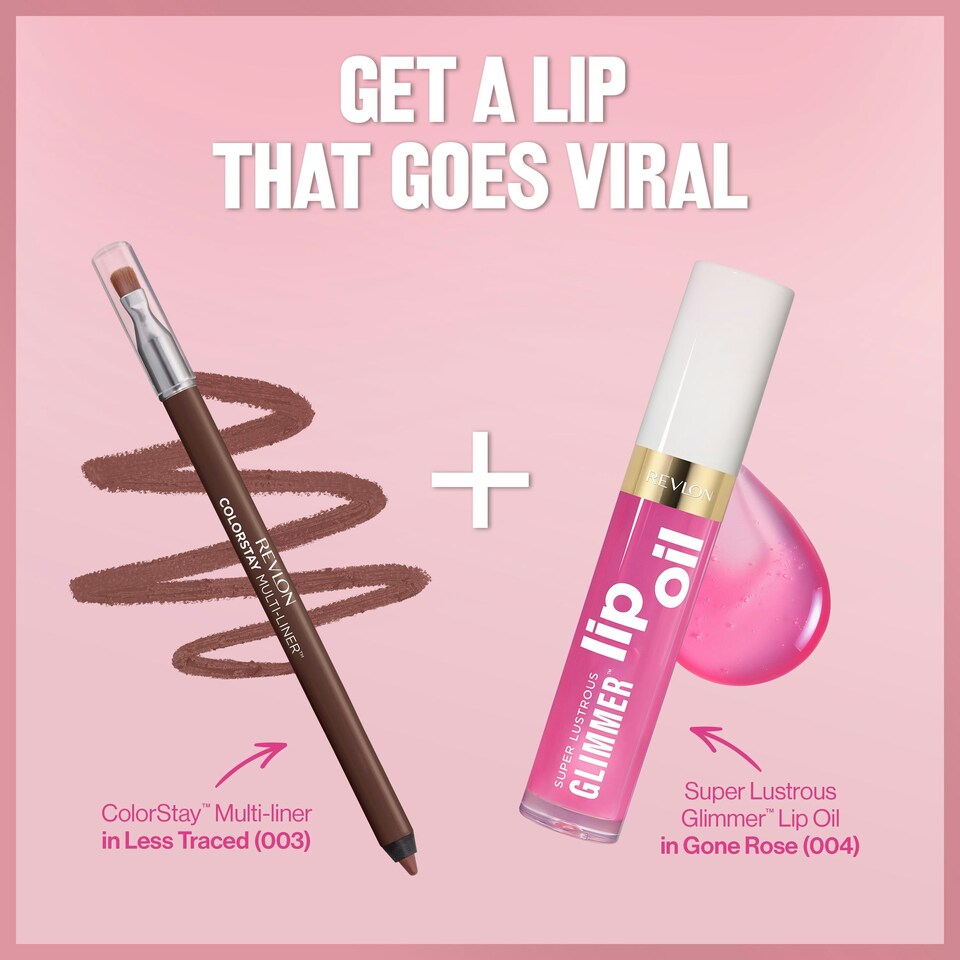 image 1 of REVLON Super Lustrous Glimmer Lip Oil, Moisturizing & Tinted, Shiny Finish, Made with Plant-Based Squalane, Healthy Juicy Lips, Non Sticky Feel, Gone Rose N/A
