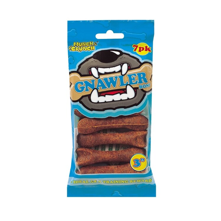 Munch & Crunch Gnawler Bone Dog Treats - Bacon Flavour 8" Bone