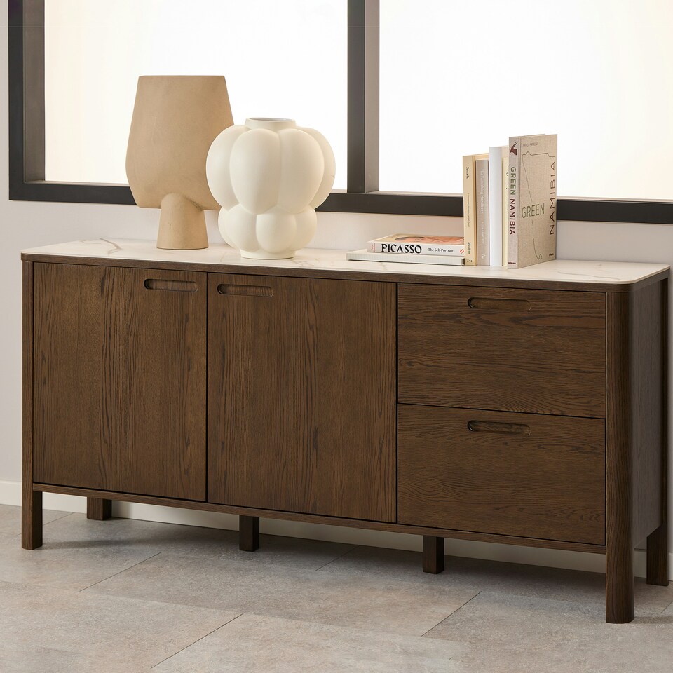image 1 of Southampton Sideboard With 2 Doors 2 Drawers and 2 Shelves in Cream Ceramic Cream