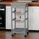 image 3 of 3 Tier Portable Oasis Bamboo Top MDF Kitchen Trolley Drawer Shelf Cart on Wheels | Grey | Grey