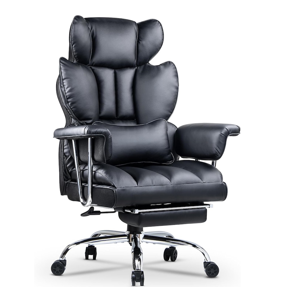 image 1 of Rattantree Ergonomic High Back Leather Office Chair with Footrest