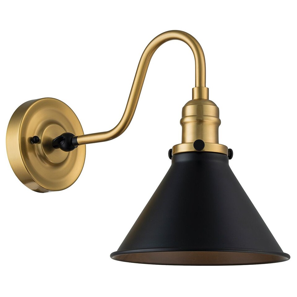 image 1 of Provence Dome Wall Lamp Classic Aged Brass, Matt Black 1x E27